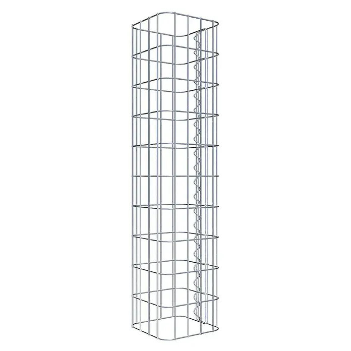 Gabiona Gabionensäule - 22 x 22 x 100 cm, Metall, Maschenbreite: 50 mm, Maschenhöhe: 100 mm - Ein hochformatiger Gabionenkorb aus verzinktem Draht mit spiralförmiger Verstärkung. Ideal für dekorative Gartengestaltung und als Sichtschutz.