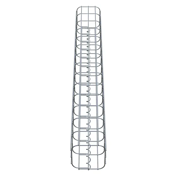 Gabiona Gabionensäule - 17 x 17 x 140 cm, Metall, Maschenbreite: 50 mm, Maschenhöhe: 100 mm - Ein graues Drahtgeflecht-Produkt, das eine zylindrische Form bildet. Ideal für Gartenbau oder Dekoration mit stabilen Verstrebungen.