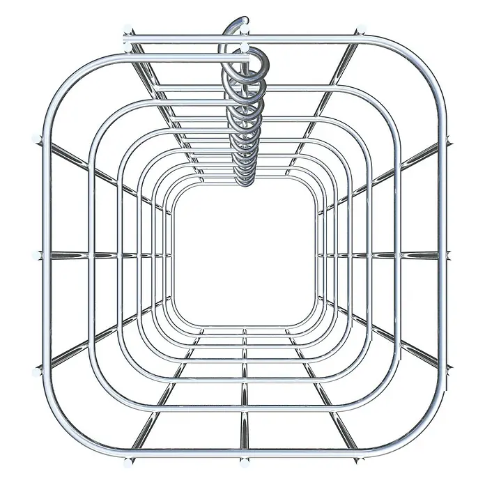 Gabiona Gabionensäule - 17 x 17 x 60 cm, Metall, Maschenbreite: 50 mm, Maschenhöhe: 100 mm - Perspektivische Ansicht eines Chrom-Wäscheständers. Die verchromten Rohre bilden einen stabilen und modernen Wäschetrockner für den Innenbereich.