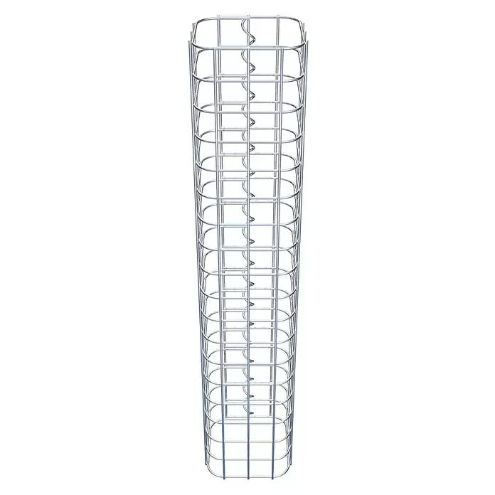 Gabiona Gabionensäule - 17 x 17 x 90 cm, Stahl, Maschenbreite: 50 mm, Maschenhöhe: 50 mm - Silberfarbenes Drahtgitter, zylindrisch mit vertikalen, abgerundeten Quer- und internen spiralförmigen Elementen.