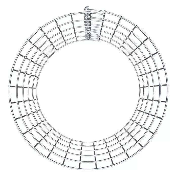 Gabiona Gabionensäule - Durchmesser: 47 cm, Höhe: 50 cm, Stahl, Maschenbreite: 50 mm, Maschenhöhe: 100 mm - Mehrstufiger runder Hängeständer aus silbernem Metall mit Haken.