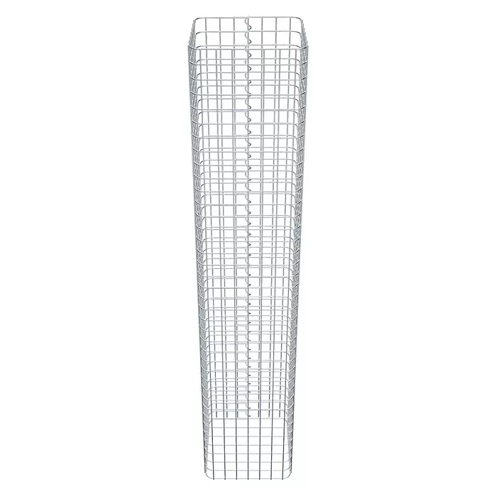 Gabiona Gabionensäule - 37 x 37 x 190 cm, Stahl, Maschenbreite: 50 mm, Maschenhöhe: 50 mm - Silbergrauer Gabionenkorb aus Drahtgitter, quadratisch, mit vertikalen internen Spiralverbindern.