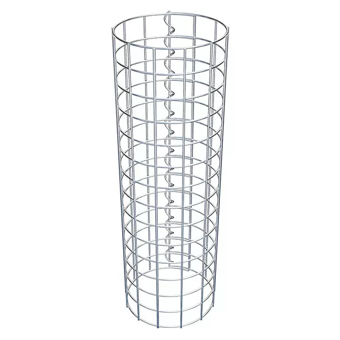 Gabiona Gabionensäule - Durchmesser: 22 cm, Höhe: 70 cm, Stahl, Maschenbreite: 50 mm, Maschenhöhe: 50 mm - Zylindrischer Drahtkäfig aus silbernem Metall mit innerer Spiralstütze, geeignet für Pflanzen.
