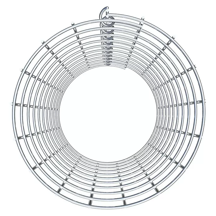 Gabiona Gabionensäule - Durchmesser: 27 cm, Höhe: 50 cm, Stahl, Maschenbreite: 50 mm, Maschenhöhe: 50 mm - Runder Grill aus Chrommetall mit konzentrischen Stäben und Spiralaufhängung.