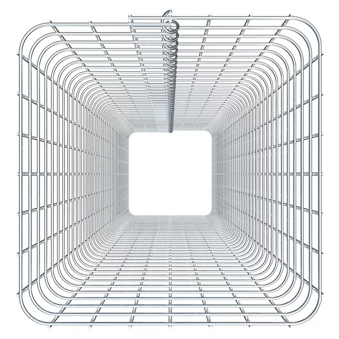 Gabiona Gabionensäule - 37 x 37 x 190 cm, Stahl, Maschenbreite: 50 mm, Maschenhöhe: 50 mm - Glänzender Metallgitterrahmen in Quadrat, zum Aufhängen, mit Spiralhaken oben.