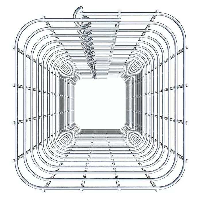 Gabiona Gabionensäule - 22 x 22 x 100 cm, Stahl, Maschenbreite: 50 mm, Maschenhöhe: 50 mm - Glänzendes silbernes Metall-Tunnelgestell, quadratisch, für Lagerung oder Präsentation.