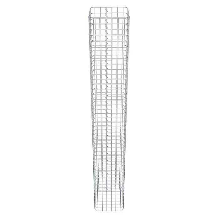 Gabiona Gabionensäule - 32 x 32 x 220 cm, Stahl, Maschenbreite: 50 mm, Maschenhöhe: 50 mm - Gabionenkorb aus verzinktem Stahldraht, rechteckige Gitterstruktur zum Befüllen mit Steinen, mit spiralförmigen Eckverbindern.