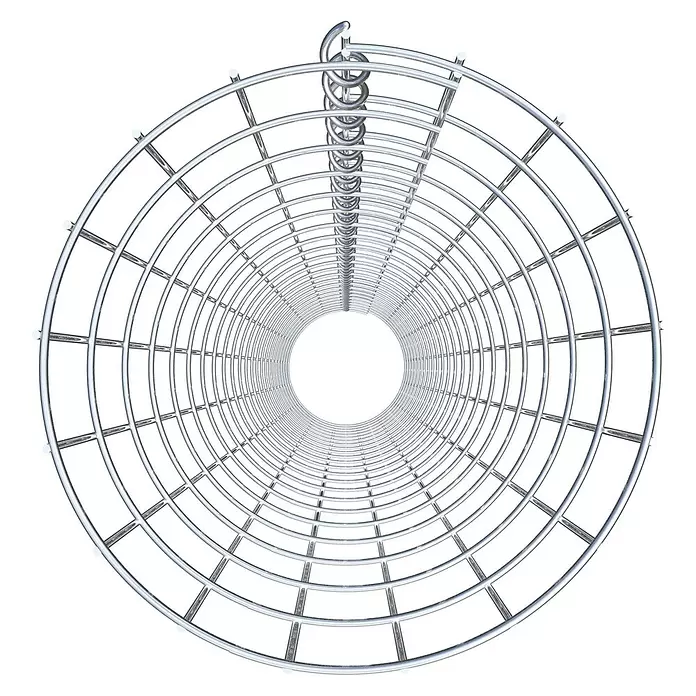Gabiona Gabionensäule - Durchmesser: 27 cm, Höhe: 230 cm, Stahl, Maschenbreite: 50 mm, Maschenhöhe: 100 mm - Silberner Metallgittertunnel mit spiralförmiger Stützstruktur.