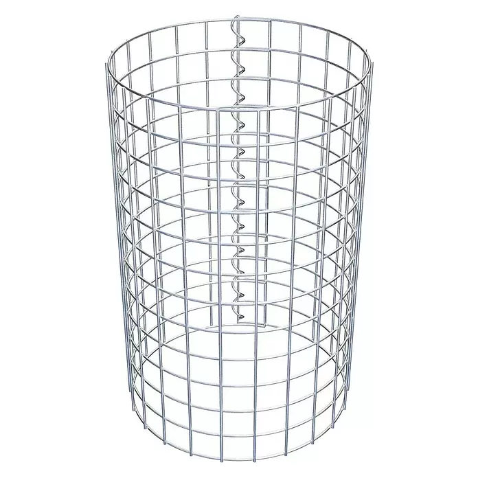 Gabiona Gabionensäule - Durchmesser: 37 cm, Höhe: 60 cm, Stahl, Maschenbreite: 50 mm, Maschenhöhe: 50 mm - Zylindrischer Gabionenkorb aus silbernem Drahtgeflecht mit einer inneren Spirale.