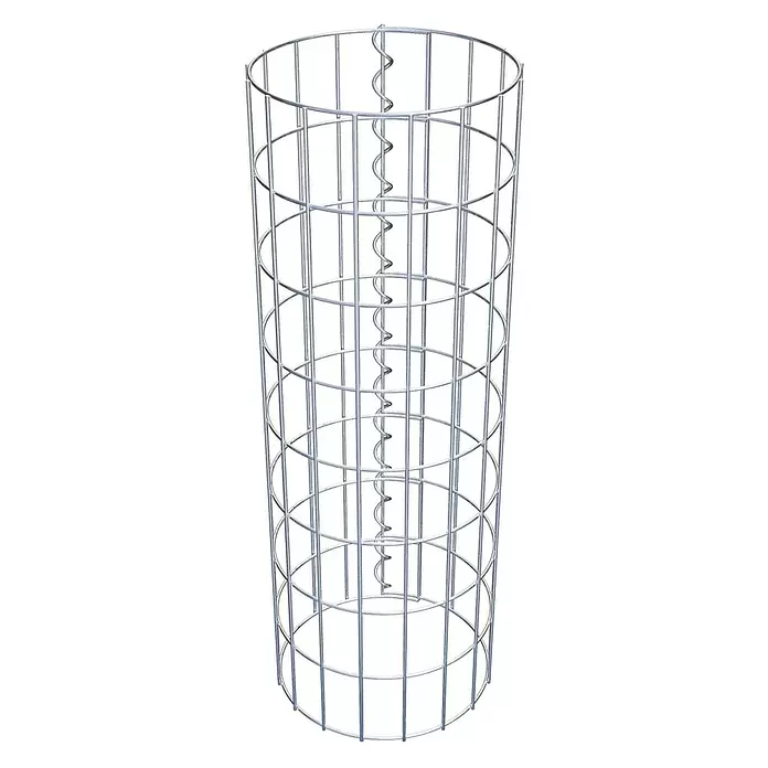 Gabiona Gabionensäule - Durchmesser: 27 cm, Höhe: 80 cm, Stahl, Maschenbreite: 50 mm, Maschenhöhe: 100 mm, Spirale - Zylindrischer verzinkter Drahtgeflechtkorb mit innerer Spiralstütze.