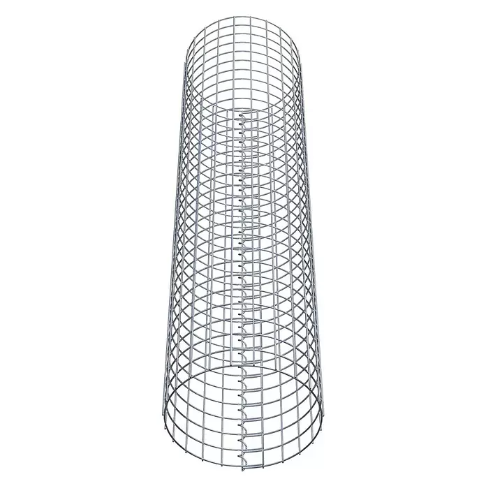 Gabiona Gabionensäule - Durchmesser: 37 cm, Höhe: 150 cm, Stahl, Maschenbreite: 50 mm, Maschenhöhe: 50 mm - Zylindrischer Metallgitterkäfig mit innerer Spiralstütze.