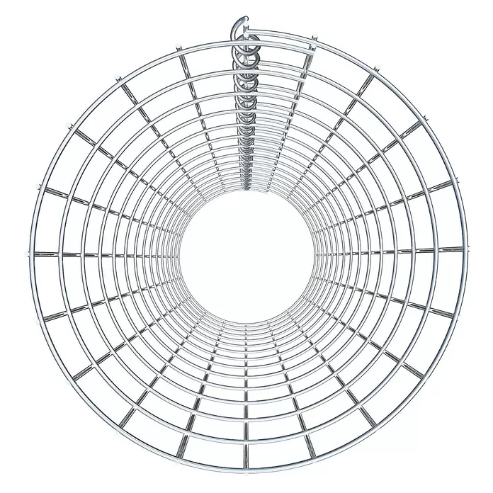 Gabiona Gabionensäule - Durchmesser: 32 cm, Höhe: 140 cm, Stahl, Maschenbreite: 50 mm, Maschenhöhe: 100 mm - Kreisförmiger, verchromter Metallgittertunnel mit einer Spiralwicklung am Ende.