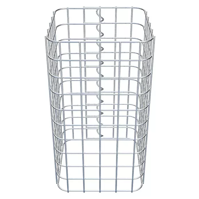 Gabiona Gabionensäule - 27 x 27 x 50 cm, Stahl, Maschenbreite: 50 mm, Maschenhöhe: 50 mm - Silberner Drahtgitter-Gabionenkorb mit inneren Spiralen, quadratisch.