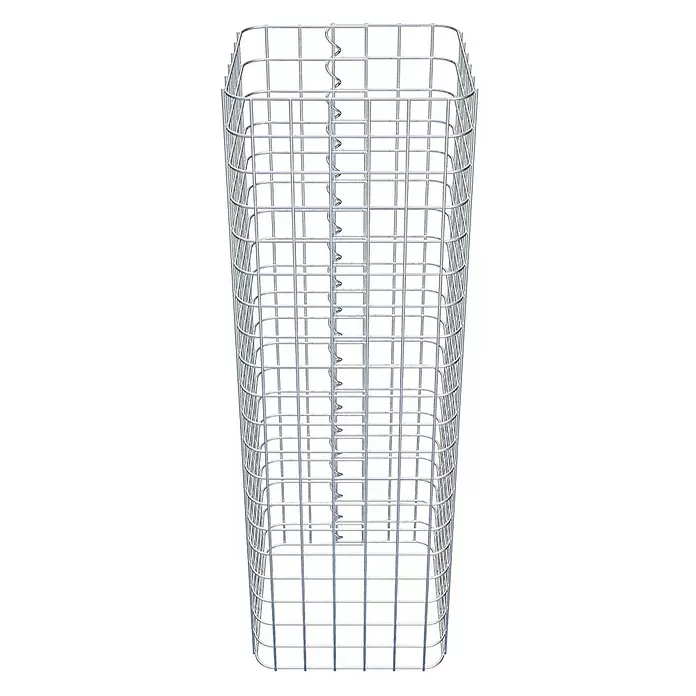 Gabiona Gabionensäule - 32 x 32 x 100 cm, Stahl, Maschenbreite: 50 mm, Maschenhöhe: 50 mm - Hoher, rechteckiger Drahtgitterkorb aus silbernem Metall mit wellenförmiger Innentrennung.