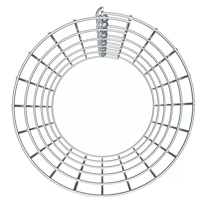 Gabiona Gabionensäule - Durchmesser: 32 cm, Höhe: 50 cm, Stahl, Maschenbreite: 50 mm, Maschenhöhe: 100 mm - Rundes Metallgitter mit konzentrischen Ringen und einem zentralen Spiralelement.