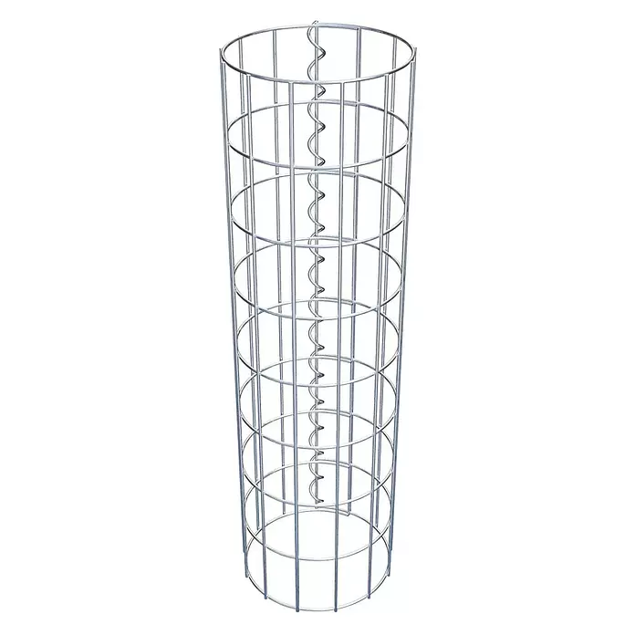 Gabiona Gabionensäule - Durchmesser: 22 cm, Höhe: 80 cm, Stahl, Maschenbreite: 50 mm, Maschenhöhe: 100 mm, Spirale - Zylindrisches Pflanzengitter aus silberfarbenem Metall mit innerer Spiralstütze.