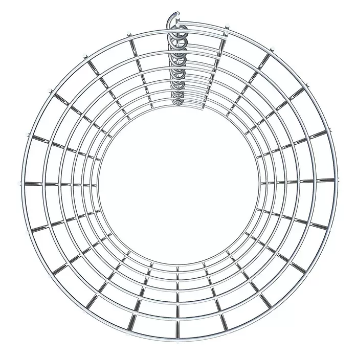 Gabiona Gabionensäule - Durchmesser: 32 cm, Höhe: 60 cm, Stahl, Maschenbreite: 50 mm, Maschenhöhe: 100 mm - Zylindrisches verchromtes Metallgitter mit Spiralhaken oben.