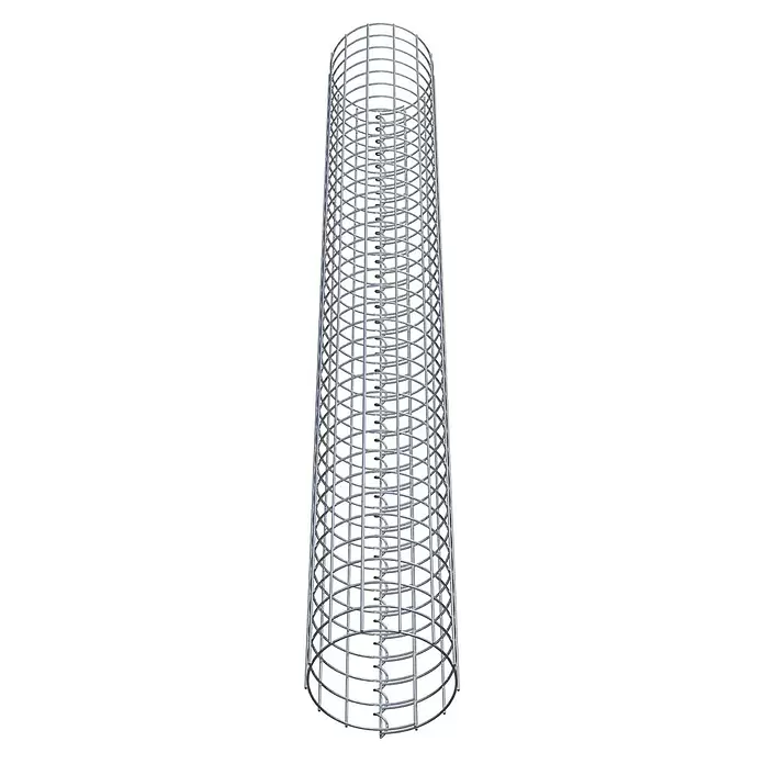 Gabiona Gabionensäule - Durchmesser: 22 cm, Höhe: 180 cm, Stahl, Maschenbreite: 50 mm, Maschenhöhe: 50 mm - Grauer zylindrischer Metallbewehrungskorb.