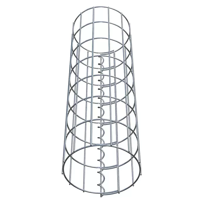 Gabiona Gabionensäule - Durchmesser: 22 cm, Höhe: 70 cm, Stahl, Maschenbreite: 50 mm, Maschenhöhe: 100 mm - Glänzender zylindrischer Metallkäfig mit innerer Spiralstruktur, geeignet als Pflanzenstütze.