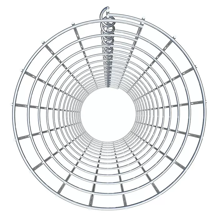Gabiona Gabionensäule - Durchmesser: 27 cm, Höhe: 130 cm, Stahl, Maschenbreite: 50 mm, Maschenhöhe: 100 mm - Zylindrisches Gitter aus silbernem Metall mit einer Spiralstange oben.