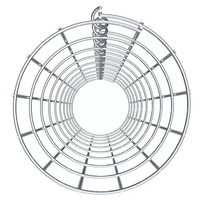 Gabiona Gabionensäule - Durchmesser: 22 cm, Höhe: 90 cm, Stahl, Maschenbreite: 50 mm, Maschenhöhe: 100 mm - Glänzender zylindrischer Metallkäfig mit konzentrischen Ringen, vertikalen Stäben und einer zentralen Spiralsäule.