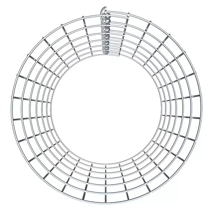 Gabiona Gabionensäule - Durchmesser: 42 cm, Höhe: 60 cm, Stahl, Maschenbreite: 50 mm, Maschenhöhe: 100 mm - Zylindrisches Gittergestell aus silbernem Metall mit Spiralaufsatz, zum Kühlen oder Trocknen.