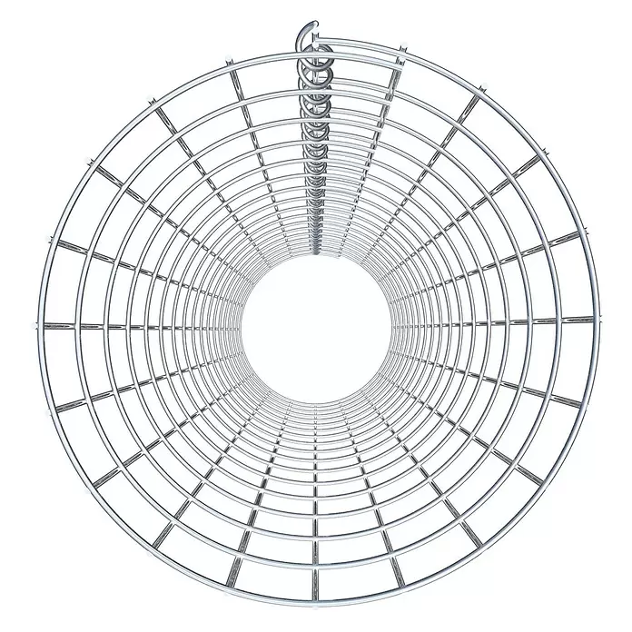 Gabiona Gabionensäule - Durchmesser: 32 cm, Höhe: 170 cm, Stahl, Maschenbreite: 50 mm, Maschenhöhe: 100 mm - Zylindrisches Gittertunnel aus silbernem Metall mit einer spiralförmigen Stange oben.