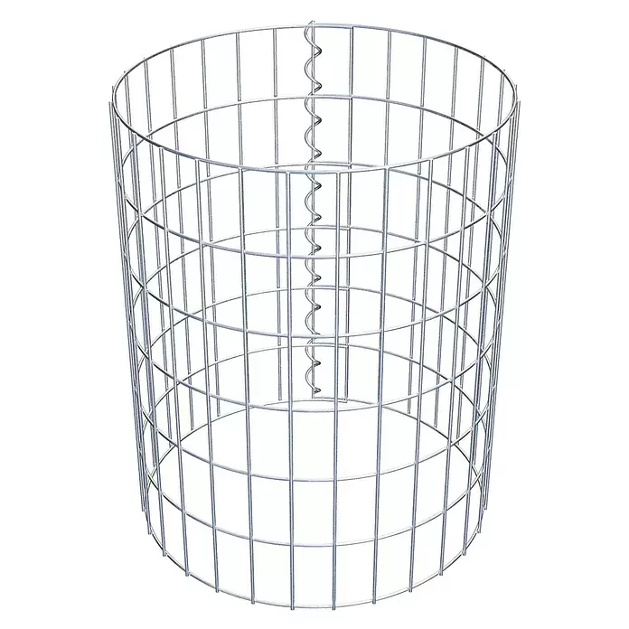 Gabiona Gabionensäule - Durchmesser: 47 cm, Höhe: 60 cm, Stahl, Maschenbreite: 50 mm, Maschenhöhe: 100 mm - Runder silberfarbener Drahtgeflecht-Gabionenkorb mit Spiralverbinder.
