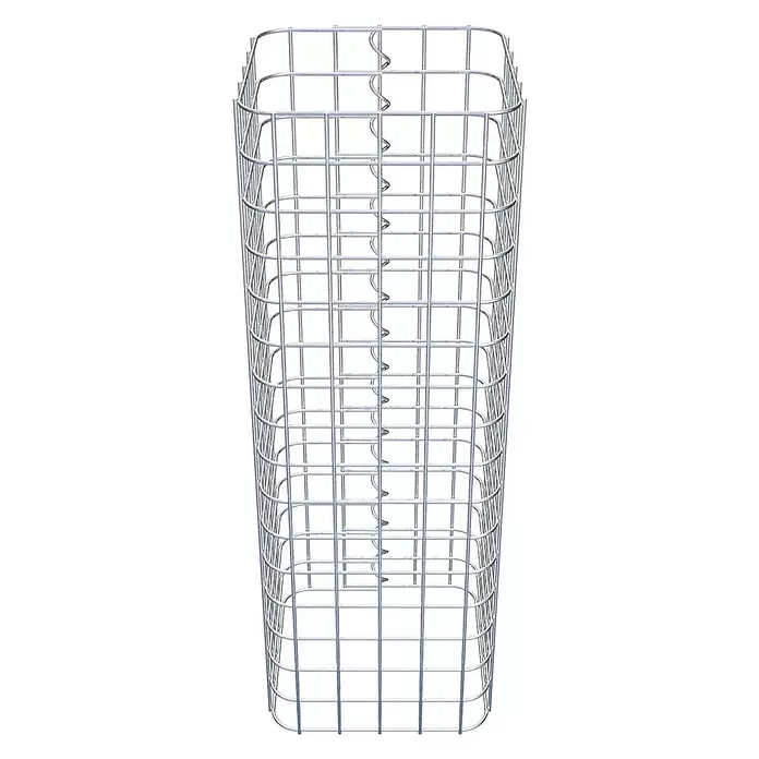 Gabiona Gabionensäule - 27 x 80 cm, Stahl, Maschenbreite: 50 mm, Maschenhöhe: 50 mm - Hoher, rechteckiger Gabionenkorb aus silbernem Metallgeflecht.
