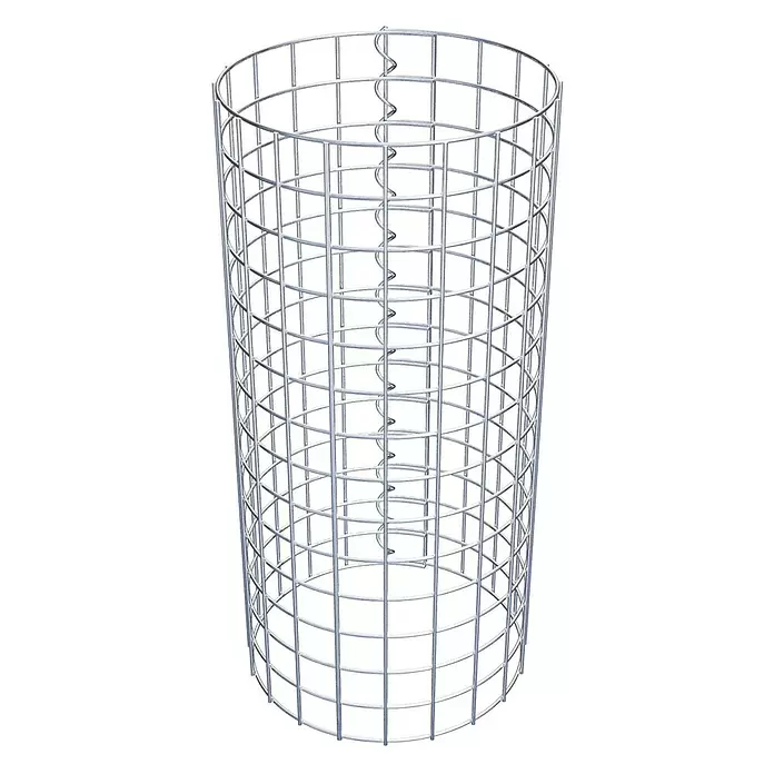 Gabiona Gabionensäule - Durchmesser: 32 cm, Höhe: 70 cm, Stahl, Maschenbreite: 50 mm, Maschenhöhe: 50 mm - Zylindrischer Gabionenkorb aus silberfarbenem Drahtgeflecht mit zentralem Spiralverbinder.