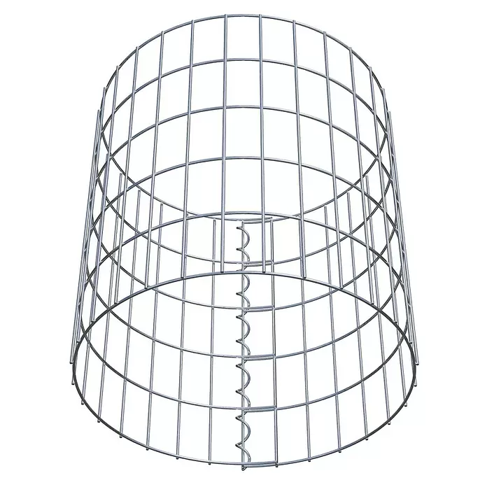 Gabiona Gabionensäule - Durchmesser: 47 cm, Höhe: 50 cm, Stahl, Maschenbreite: 50 mm, Maschenhöhe: 100 mm - Gabionenkorb aus silbernem Drahtgeflecht, zylindrisch mit spiralförmiger Innenstütze.