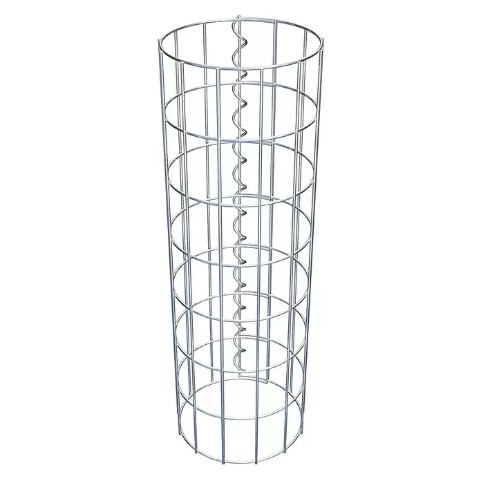 Gabiona Gabionensäule - Durchmesser: 22 cm, Höhe: 70 cm, Stahl, Maschenbreite: 50 mm, Maschenhöhe: 100 mm - Zylindrischer Pflanzenkäfig aus verzinktem Metall mit spiralförmiger Innenstütze.
