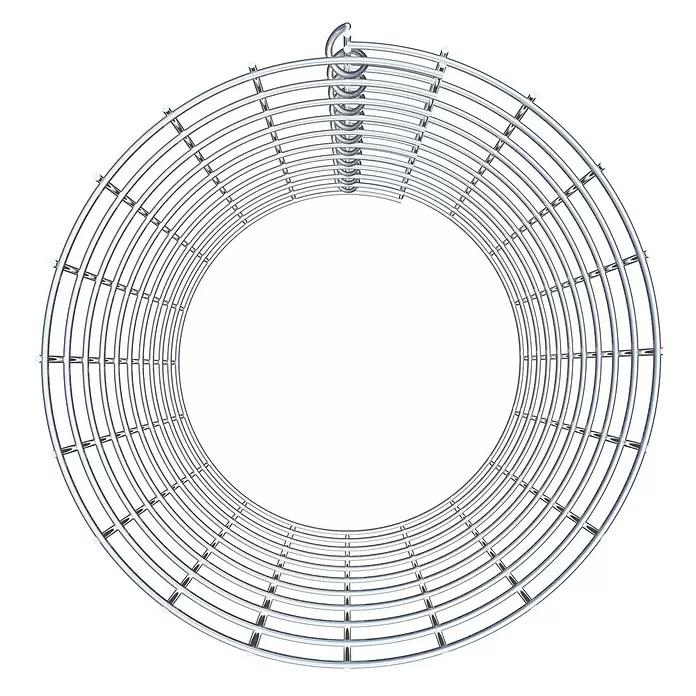 Gabiona Gabionensäule - Durchmesser: 32 cm, Höhe: 50 cm, Stahl, Maschenbreite: 50 mm, Maschenhöhe: 50 mm - Rundes silbernes Metallgitter mit Haken, zum Kochen oder Abkühlen.
