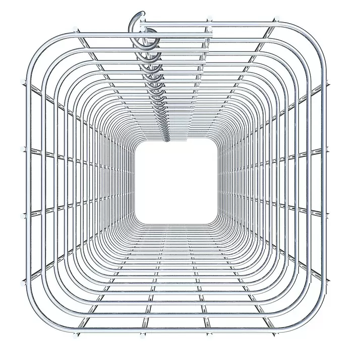 Gabiona Gabionensäule - 22 x 22 x 110 cm, Stahl, Maschenbreite: 50 mm, Maschenhöhe: 50 mm - Glänzender Chrom-Metalltunnel mit quadratischem Querschnitt, gebildet aus parallelen Stäben.