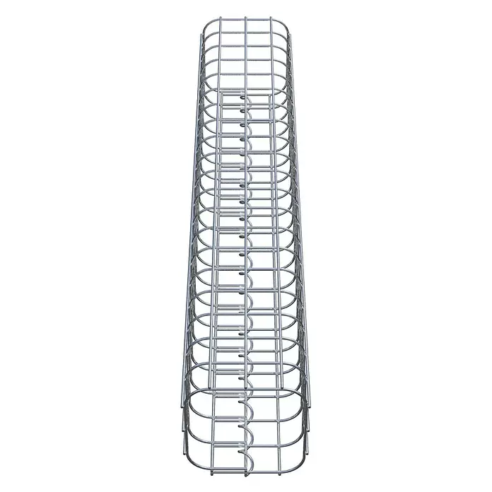 Gabiona Gabionensäule - 17 x 17 x 100 cm, Stahl, Maschenbreite: 50 mm, Maschenhöhe: 50 mm - Silberner Drahtgitter-Kabelkorb in Rechteckform, zur Organisation und zum Schutz von Kabeln.