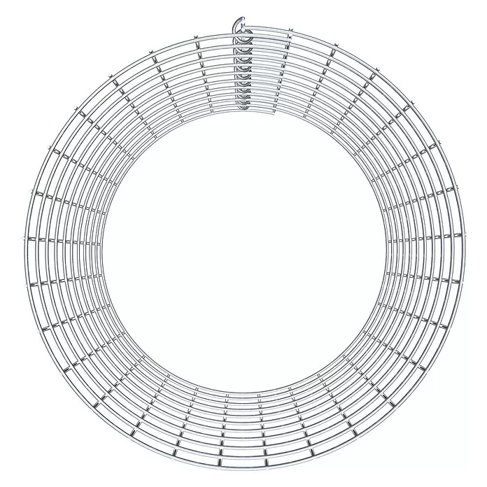 Gabiona Gabionensäule - Durchmesser: 47 cm, Höhe: 50 cm, Stahl, Maschenbreite: 50 mm, Maschenhöhe: 50 mm - Runder, silberner Metall-Ablagerost mit Haken zum Aufhängen.