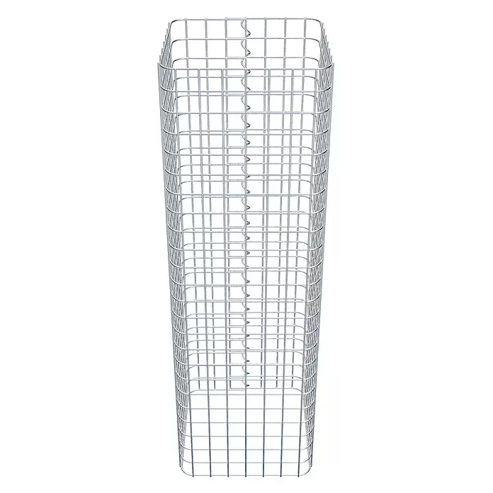 Gabiona Gabionensäule - 42 x 42 x 120 cm, Stahl, Maschenbreite: 50 mm, Maschenhöhe: 50 mm - Silberner Gabionenkorb aus verzinktem Drahtgeflecht, rechteckig und hoch, mit Spiralverbindern.
