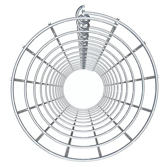 Gabiona Gabionensäule - Durchmesser: 22 cm, Höhe: 110 cm, Stahl, Maschenbreite: 50 mm, Maschenhöhe: 100 mm - Silberner metallischer Zylinderkäfig mit innerer Spiralstruktur.