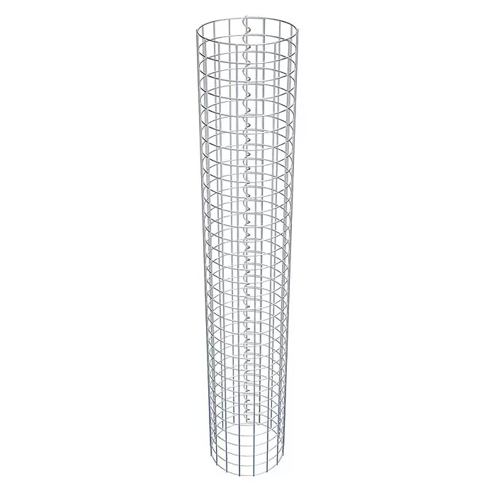 Gabiona Gabionensäule - Durchmesser: 27 cm, Höhe: 160 cm, Stahl, Maschenbreite: 50 mm, Maschenhöhe: 50 mm, Spirale - Zylindrischer Bewehrungskorb aus silbernem Metall mit einer inneren Spirale.