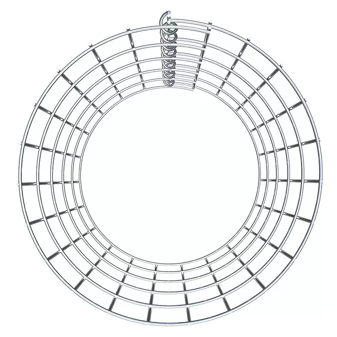 Gabiona Gabionensäule - Durchmesser: 37 cm, Höhe: 50 cm, Stahl, Maschenbreite: 50 mm, Maschenhöhe: 100 mm - Glänzendes, verchromtes, rundes Hängeregal mit Spiralhaken.