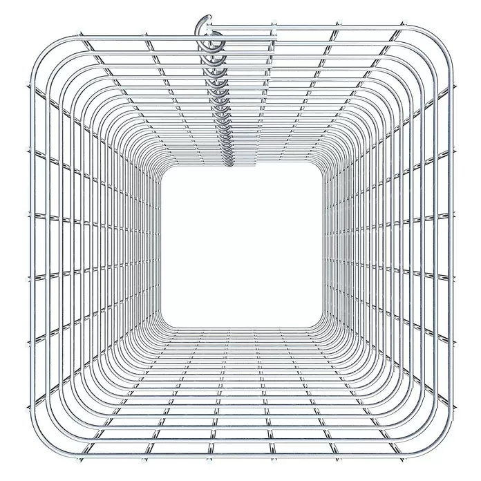 Gabiona Gabionensäule - 32 x 32 x 100 cm, Stahl, Maschenbreite: 50 mm, Maschenhöhe: 50 mm - Silberfarbenes quadratisches Drahtgittergestell mit Aufhängeösen.