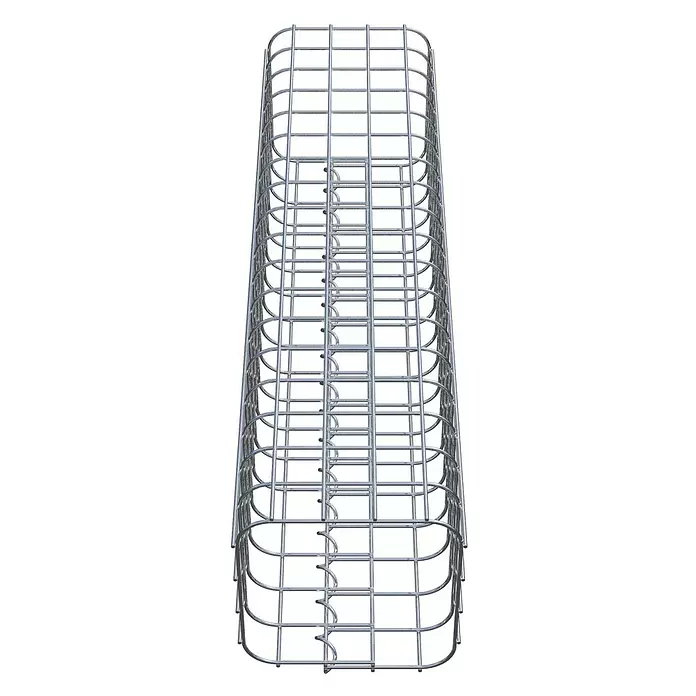 Gabiona Gabionensäule - 22 x 22 x 90 cm, Stahl, Maschenbreite: 50 mm, Maschenhöhe: 50 mm - Silberne Gitterkabelrinne aus Metall mit abgerundeten Ecken.