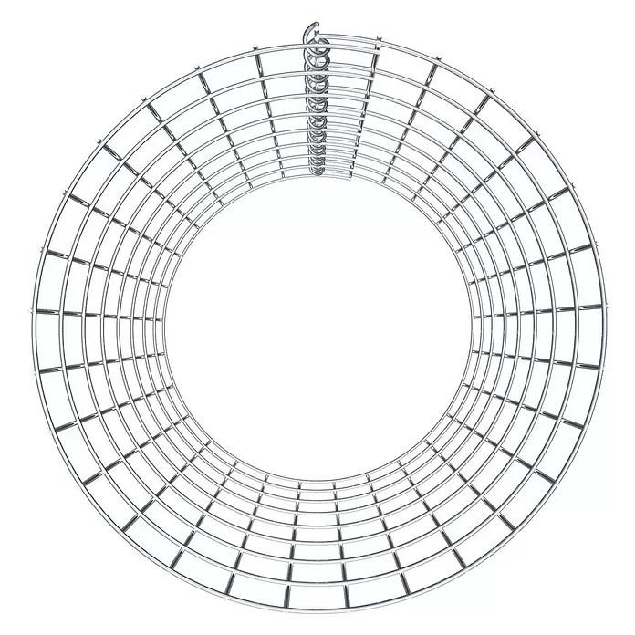 Gabiona Gabionensäule - Durchmesser: 47 cm, Höhe: 80 cm, Stahl, Maschenbreite: 50 mm, Maschenhöhe: 100 mm, Spirale - Silberner Drahttunnel aus Metall mit Gittermuster und spiralförmigem Haken.