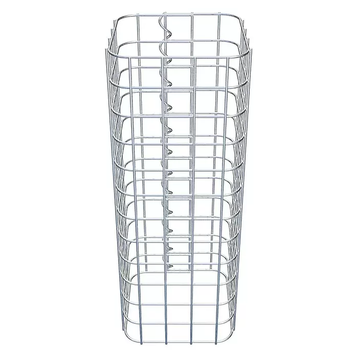 Gabiona Gabionensäule - 22 x 22 x 60 cm, Stahl, Maschenbreite: 50 mm, Maschenhöhe: 50 mm - Hoher silberner Drahtkorb aus Metall mit spiralförmiger Innenstütze.