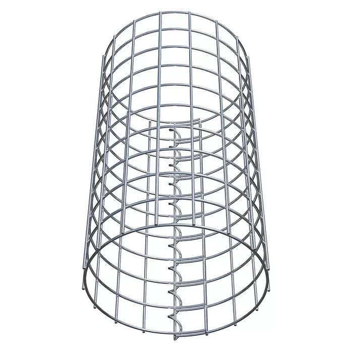 Gabiona Gabionensäule - Durchmesser: 27 cm, Höhe: 50 cm, Stahl, Maschenbreite: 50 mm, Maschenhöhe: 50 mm - Zylindrisches Gitter aus silbernem Metall mit innerer Helix, als Schutzkäfig oder Rahmen nutzbar.