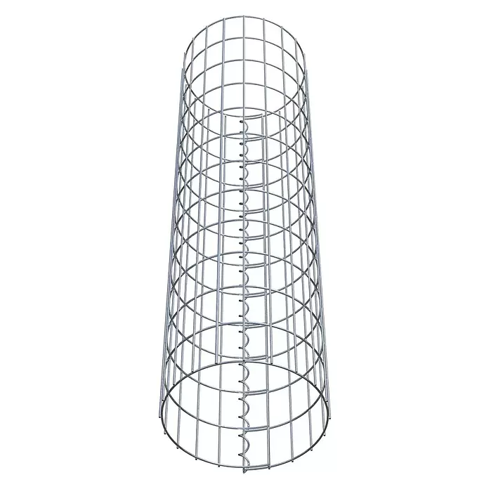 Gabiona Gabionensäule - Durchmesser: 32 cm, Höhe: 120 cm, Stahl, Maschenbreite: 50 mm, Maschenhöhe: 100 mm - Zylindrischer Gabionenkorb aus silbernem Drahtgeflecht mit innerer Spiralstütze.