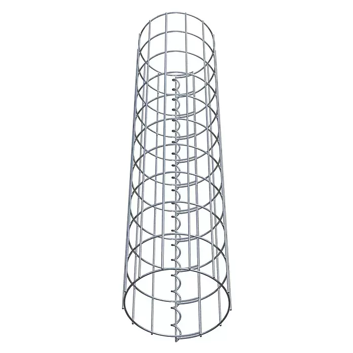 Gabiona Gabionensäule - Durchmesser: 22 cm, Höhe: 100 cm, Stahl, Maschenbreite: 50 mm, Maschenhöhe: 100 mm - Zylindrischer Metallbewehrungskorb mit zentraler Spiralstange.
