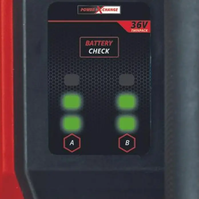 Einhell PXC 18V Bomba de agua para jardín de batería 36/38 F LED Automatic - 18 V, Iones de litio, Sin batería, Capacidad de bombeo máx.: 3.800 l/h - Pantalla del cargador de batería con tecnología POWER X-CHANGE, que muestra el estado de la batería para A y B.