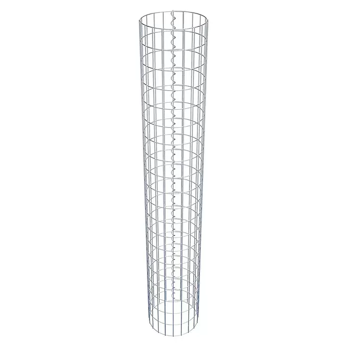 Gabiona Gabionensäule - Höhe: 200 cm, Stahl, Maschenbreite: 50 mm, Maschenhöhe: 100 mm - Zylindrischer Drahtgitterkorb aus Metall.