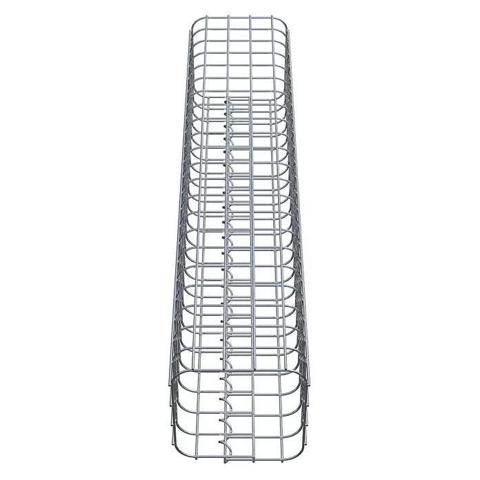 Gabiona Gabionensäule - 22 x 22 x 110 cm, Stahl, Maschenbreite: 50 mm, Maschenhöhe: 50 mm - Rechteckiger Gabion aus silbernem Metalldraht.